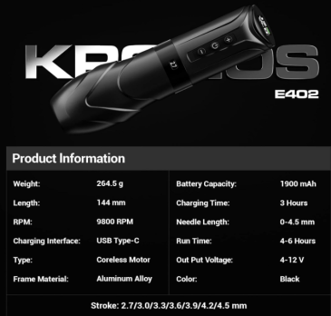 KRONOS 402 Wireless Tattoo Pen Machine